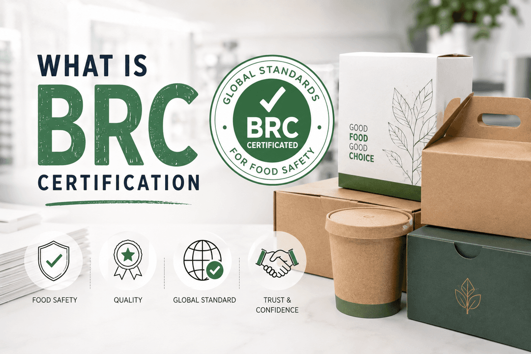 What Is BRC Certification graphic, showing the BRC Global Standards for Food Safety seal next to packaged goods