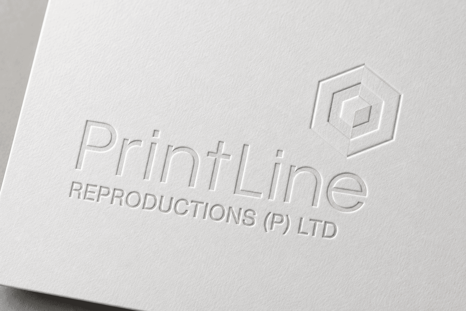 Debossed recessed logo detail on a carton mockup